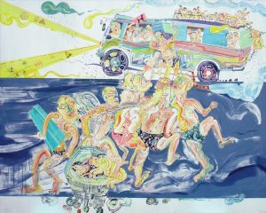 zeitgenössische kunst von Zeng Yang - Basisleute drängen sich in den überfüllten Bus
