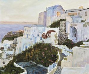 Zeitgenössische Ölmalerei - Griechische Landschaft