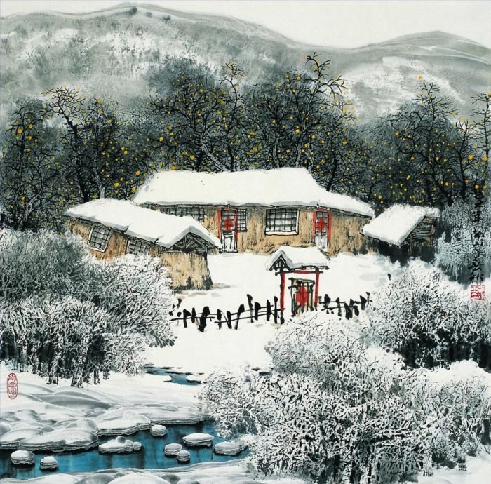 Zhao Chunqiu Andere Malerei - Schnee im Dorf Shizigou