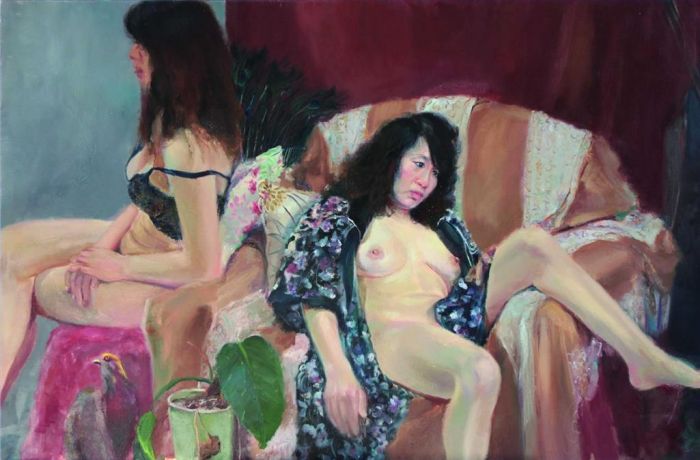 Zhao Heng Ölgemälde - Zwei nackte Frauen
