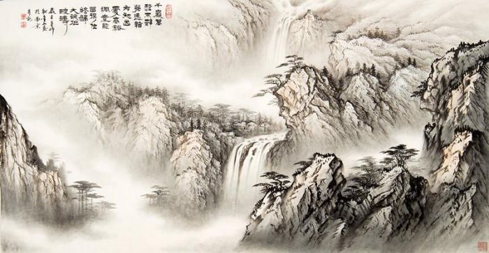 Zhou Jinshan Chinesische Kunst - Nach Regenwasserfall