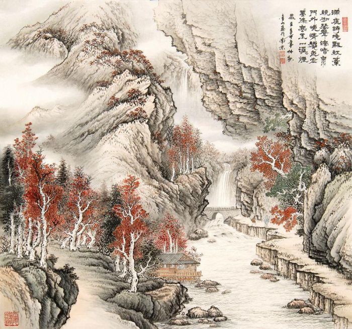 Zhou Jinshan Chinesische Kunst - Herbstlandschaft