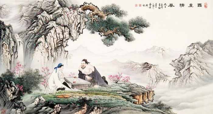 Zhou Jinshan Chinesische Kunst - Kühle Brise vom Berggipfel