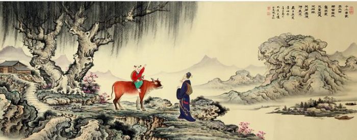 Zhou Jinshan Chinesische Kunst - Porträt eines Gedichts von Li Shangyin