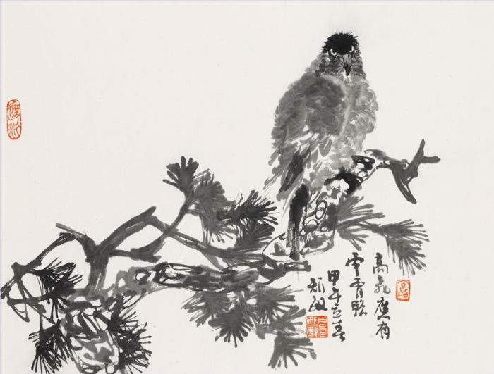 Zhou Jumin Chinesische Kunst - Gemälde von Blumen und Vögeln im traditionellen chinesischen Stil