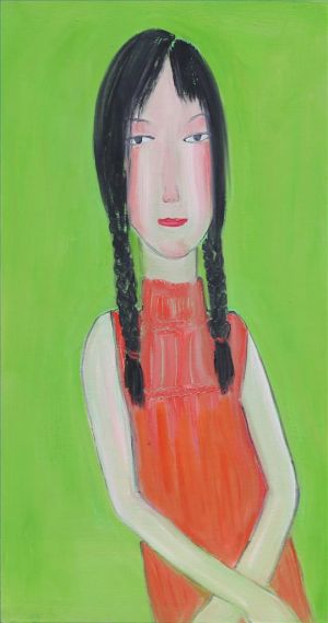 Zeitgenössische Ölmalerei - Als Xiaomiantuan ein blühendes Mädchen war