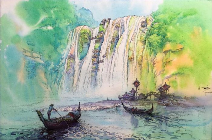 Zhou Xiaodi Andere Malerei - Huangguoshu-Wasserfälle
