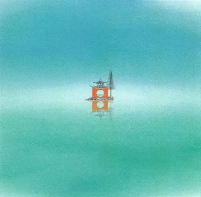 Zhu Jian Chinesische Kunst - Schwerkraftspiegel aus Blau und Grün 4