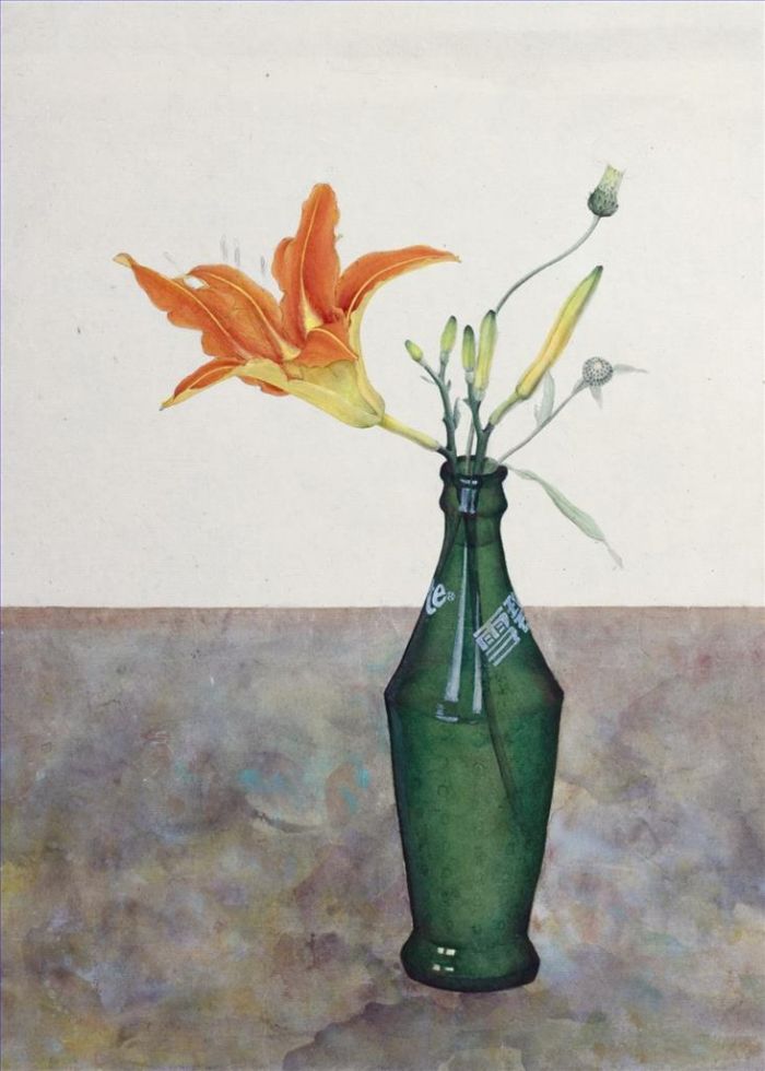 Zhu Jian Chinesische Kunst - Flower De Luce in der Vase