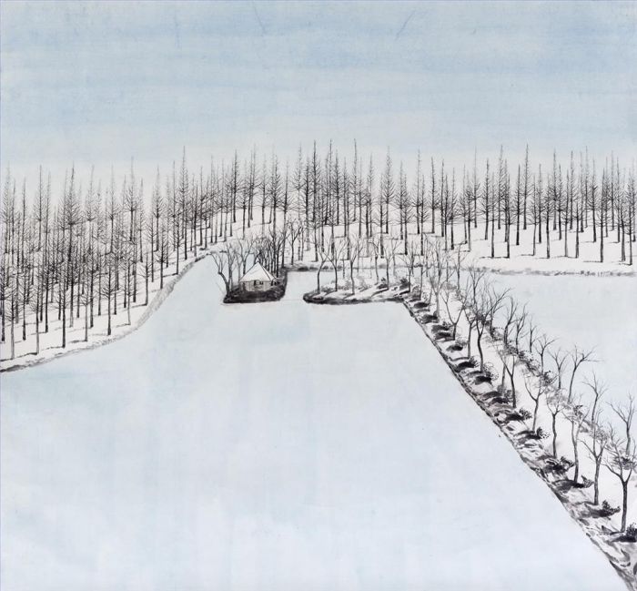 Zhu Jian Chinesische Kunst - Schnee am Flussufer in diesem Jahr 2
