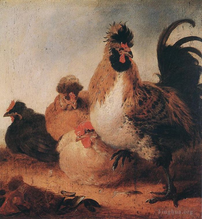 Aelbert Jacobsz Cuyp Ölgemälde - Hahn und Hühner