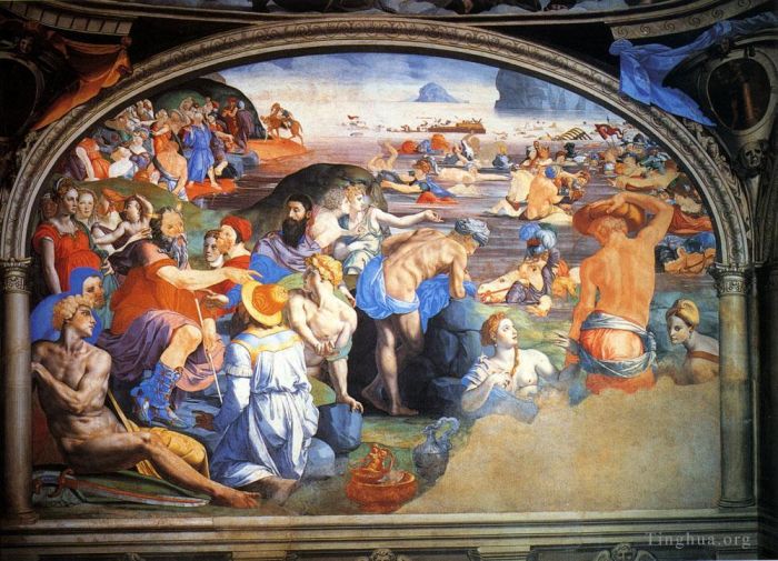Agnolo di Cosimo Ölgemälde - Agnolo Die Überquerung des Roten Meeres