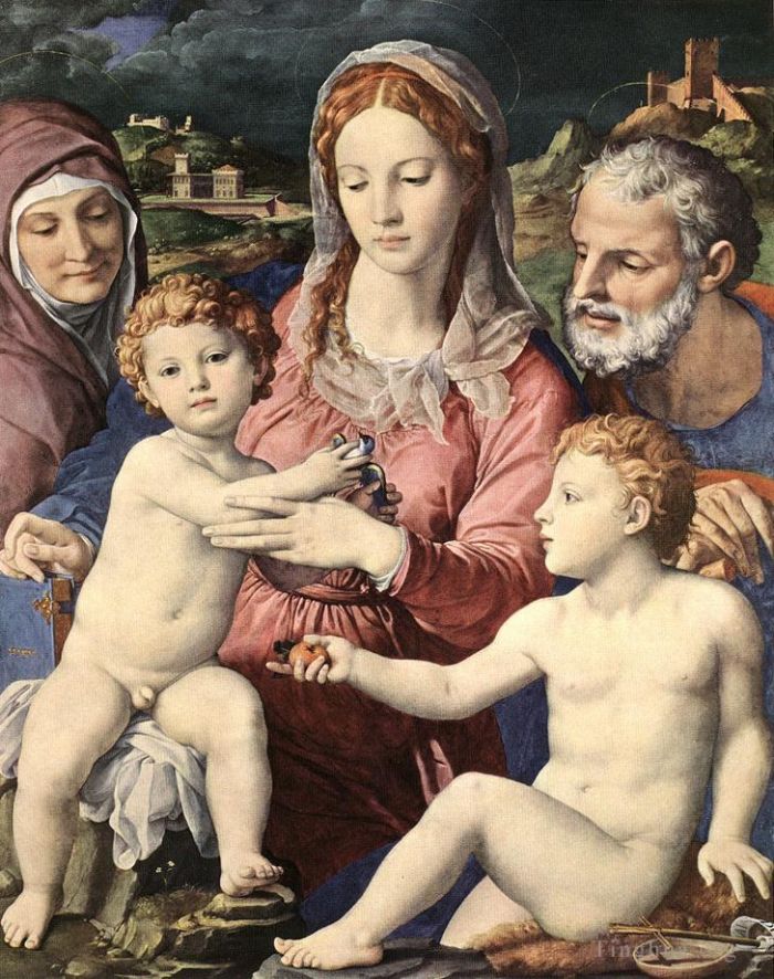 Agnolo di Cosimo Ölgemälde - Heilige Familie