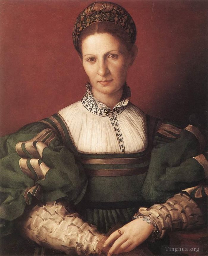 Agnolo di Cosimo Ölgemälde - Porträt einer Dame in Grün