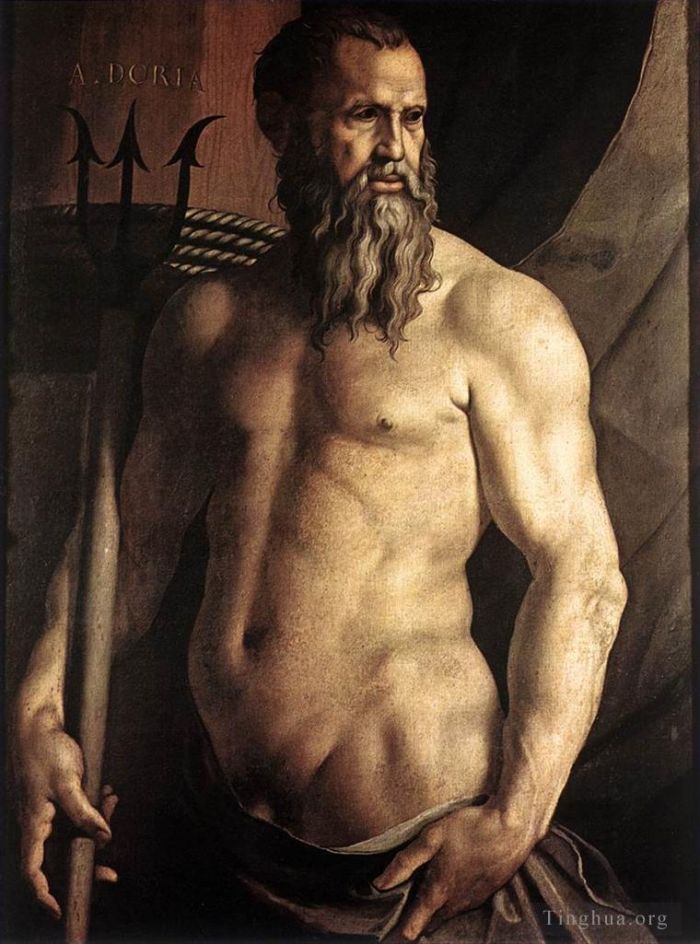 Agnolo di Cosimo Ölgemälde - Porträt von Andrea Doria als Neptun