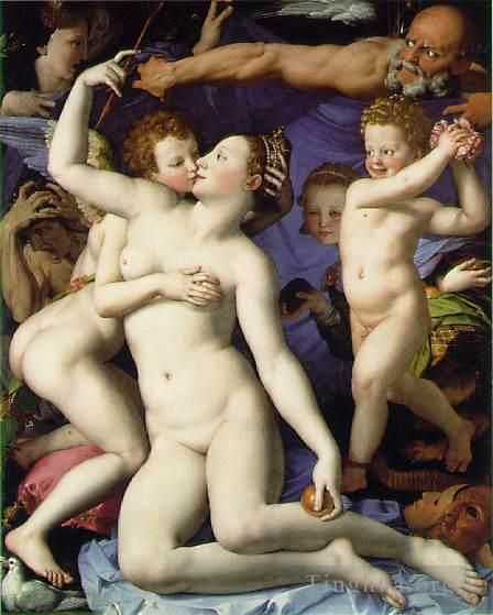 Agnolo di Cosimo Ölgemälde - Venus-Amor-Zeit