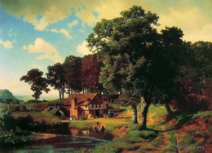 Albert Bierstadt Ölgemälde - Eine rustikale Mühle