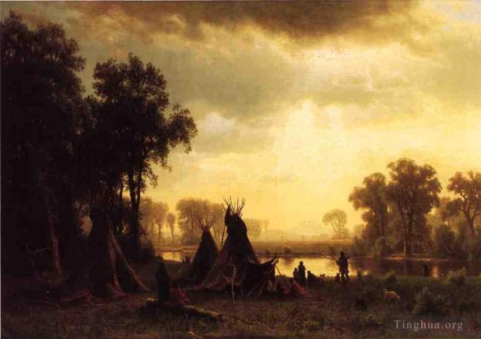 Albert Bierstadt Ölgemälde - Ein Indianerlager