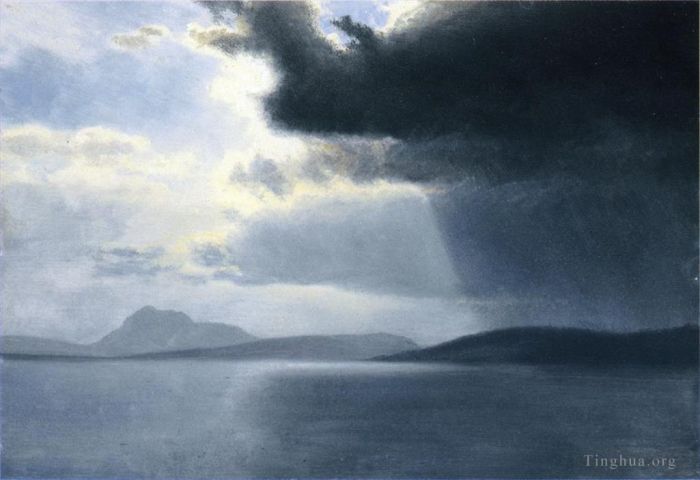 Albert Bierstadt Ölgemälde - Nahendes Gewitter auf dem Hudson River Luminismus