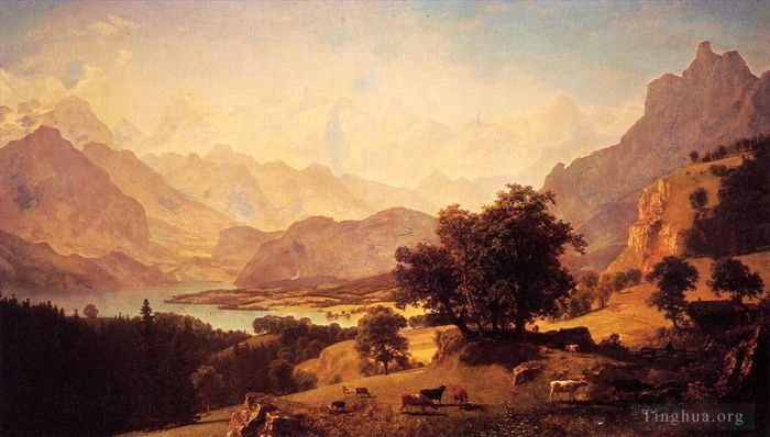 Albert Bierstadt Ölgemälde - Berner Alpen, gesehen in der Nähe von Kusmach