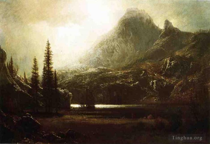Albert Bierstadt Ölgemälde - An einem Bergsee