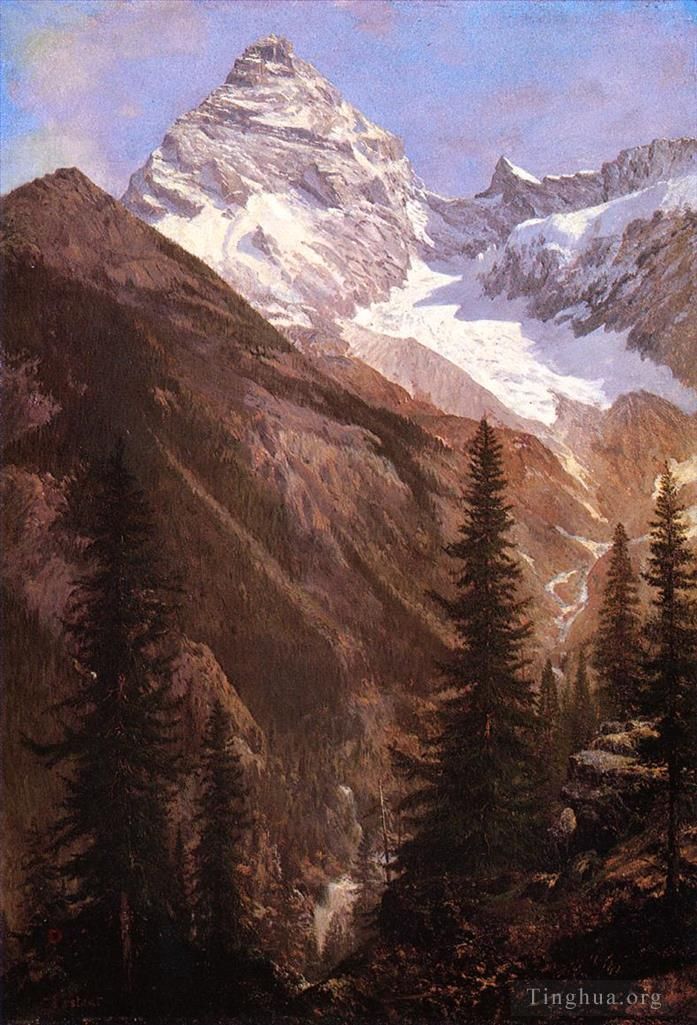 Albert Bierstadt Ölgemälde - Asulkan-Gletscher der kanadischen Rocky Mountains