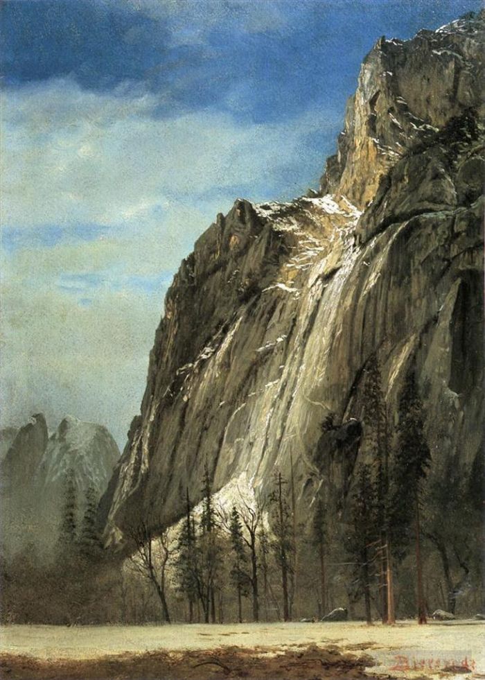 Albert Bierstadt Ölgemälde - Cathedral Rocks Eine Aussicht auf Yosemite