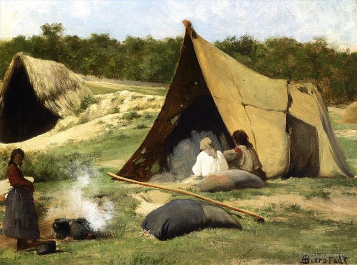 Albert Bierstadt Ölgemälde - Indianerlager