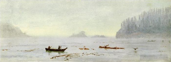 Albert Bierstadt Ölgemälde - Indische Fischer-Luminismus-Meereslandschaft