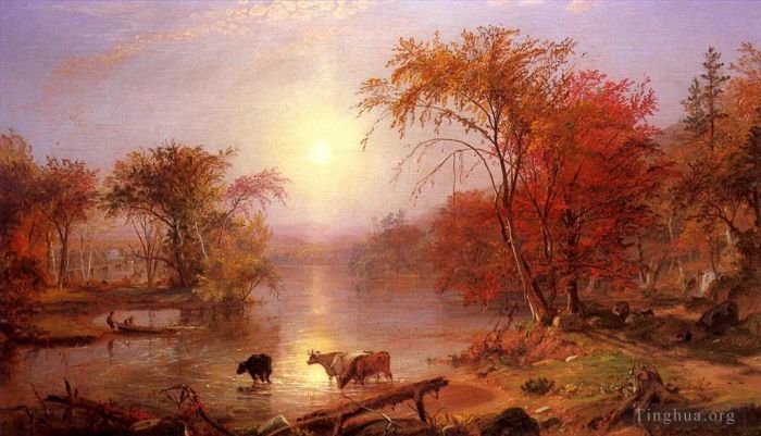 Albert Bierstadt Ölgemälde - Indian Summer am Hudson River