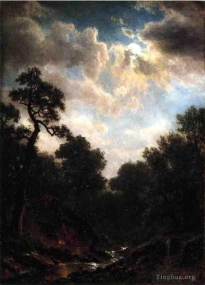 Albert Bierstadt Werk - Mondbeschienene Landschaft