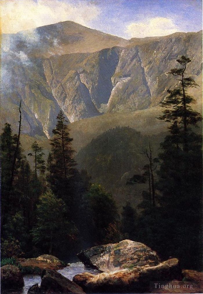 Albert Bierstadt Ölgemälde - Bergige Landschaft