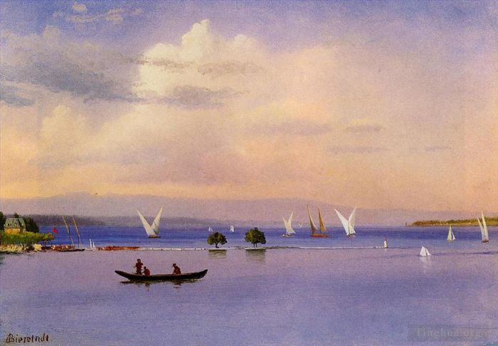 Albert Bierstadt Ölgemälde - Auf der Luminismus-Meereslandschaft des Sees