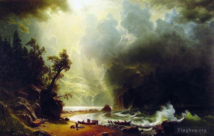 Albert Bierstadt Ölgemälde - Pugest Sound an der Pazifikküste