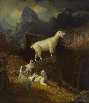 Albert Bierstadt Werk - Rocky Mountain Ziegen