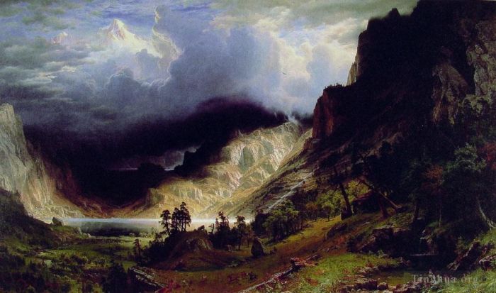 Albert Bierstadt Ölgemälde - Sturm in den Rocky Mountains