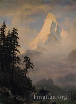Albert Bierstadt Ölgemälde - Sonnenaufgang auf dem Matterhorn