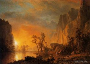 Albert Bierstadt Werk - Sonnenuntergang in den Rocky Mountains
