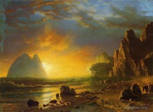 Albert Bierstadt Werk - Sonnenuntergang an der Küste
