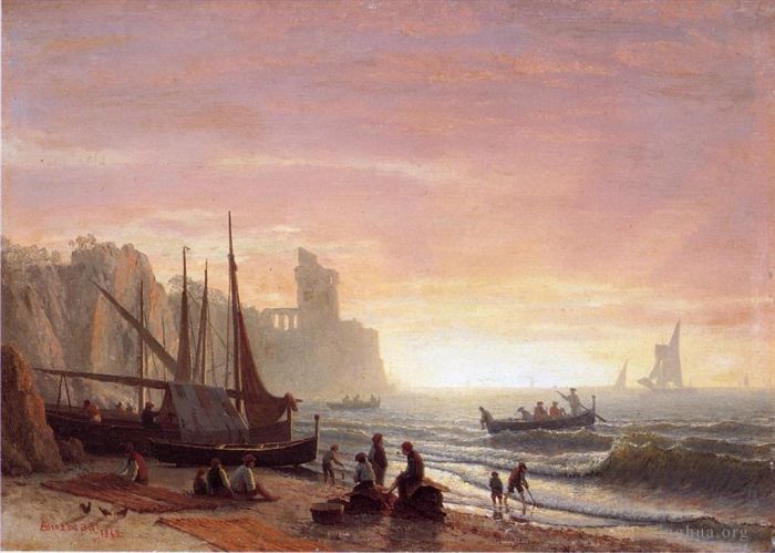 Albert Bierstadt Ölgemälde - Der Luminismus der Fischereiflotte