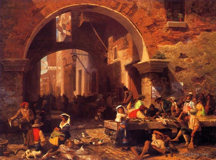 Albert Bierstadt Ölgemälde - Der Portikus des Octavia-Luminismus