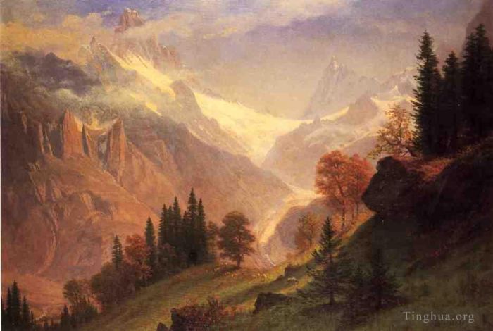 Albert Bierstadt Ölgemälde - Blick auf den Grindelwald