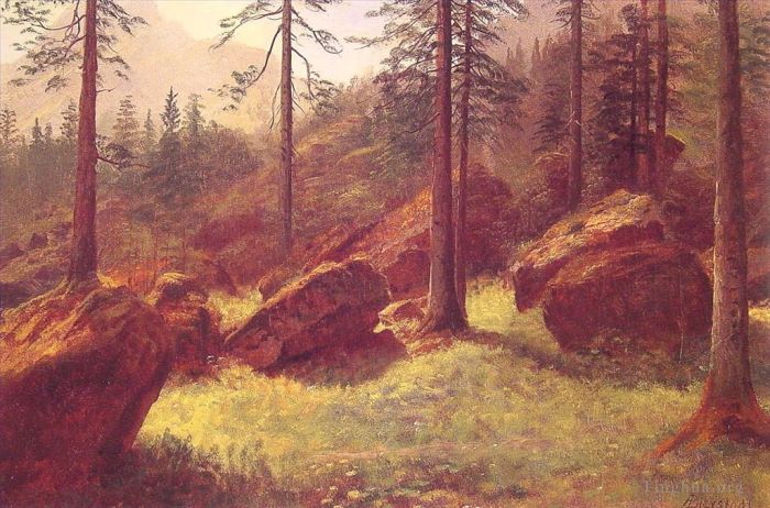 Albert Bierstadt Ölgemälde - Bewaldete Landschaft