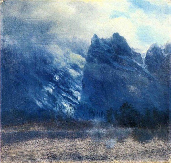 Albert Bierstadt Ölgemälde - Yosemite Valley Twin Peaks