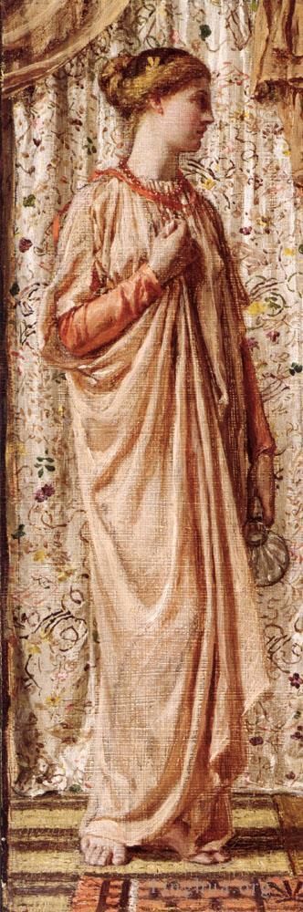 Albert Joseph Moore Ölgemälde - Stehende weibliche Figur mit einer Vase