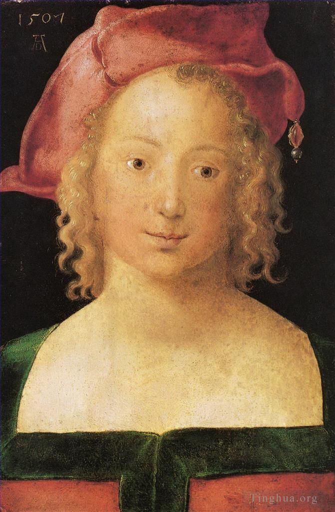 Albrecht Dürer Ölgemälde - Stelle dich einem jungen Mädchen mit roter Baskenmütze