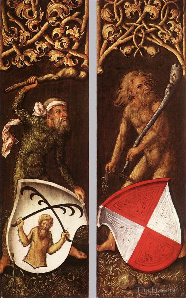 Albrecht Dürer Ölgemälde - Waldmänner mit Wappenschilden