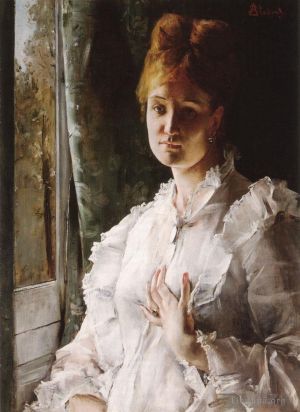 Alfred Émile Léopold Stevens Werk - Porträt einer Frau in Weiß