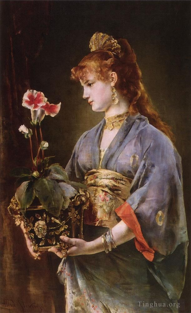 Alfred Émile Léopold Stevens Ölgemälde - Porträt einer Frau