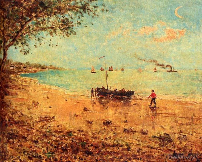 Alfred Émile Léopold Stevens Ölgemälde - Ein Strand in der Normandie
